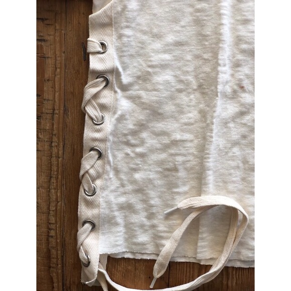 KENDALL & KYLIE Lace Up Boxy Tee Ecru Small NWT - Picture 5 of 8